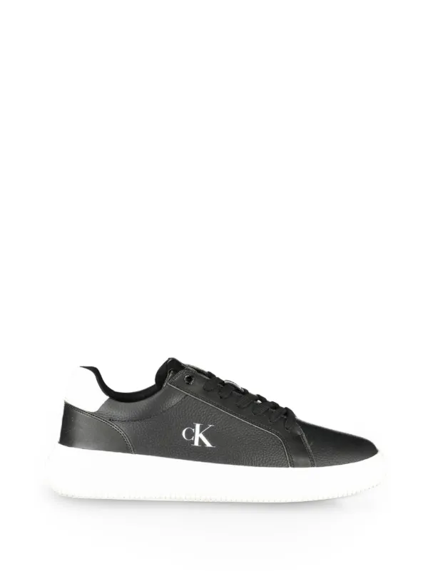 Calvin Klein Chunky Cupsole Logo-print Pebbled Sneakers in Black