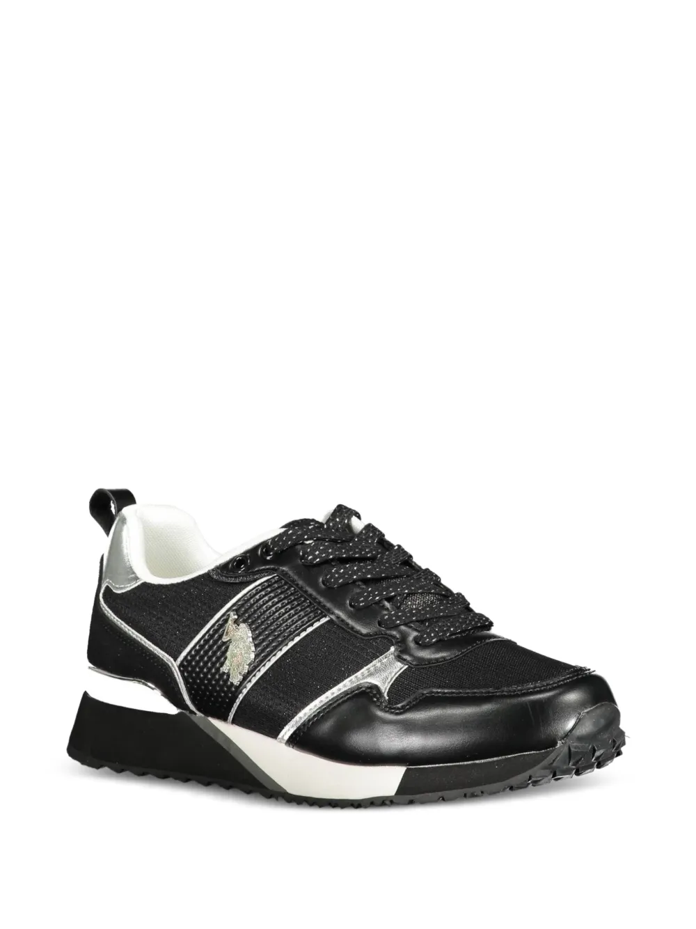 U.S. POLO ASSN. metallic-panel logo-patch sneakers Zwart