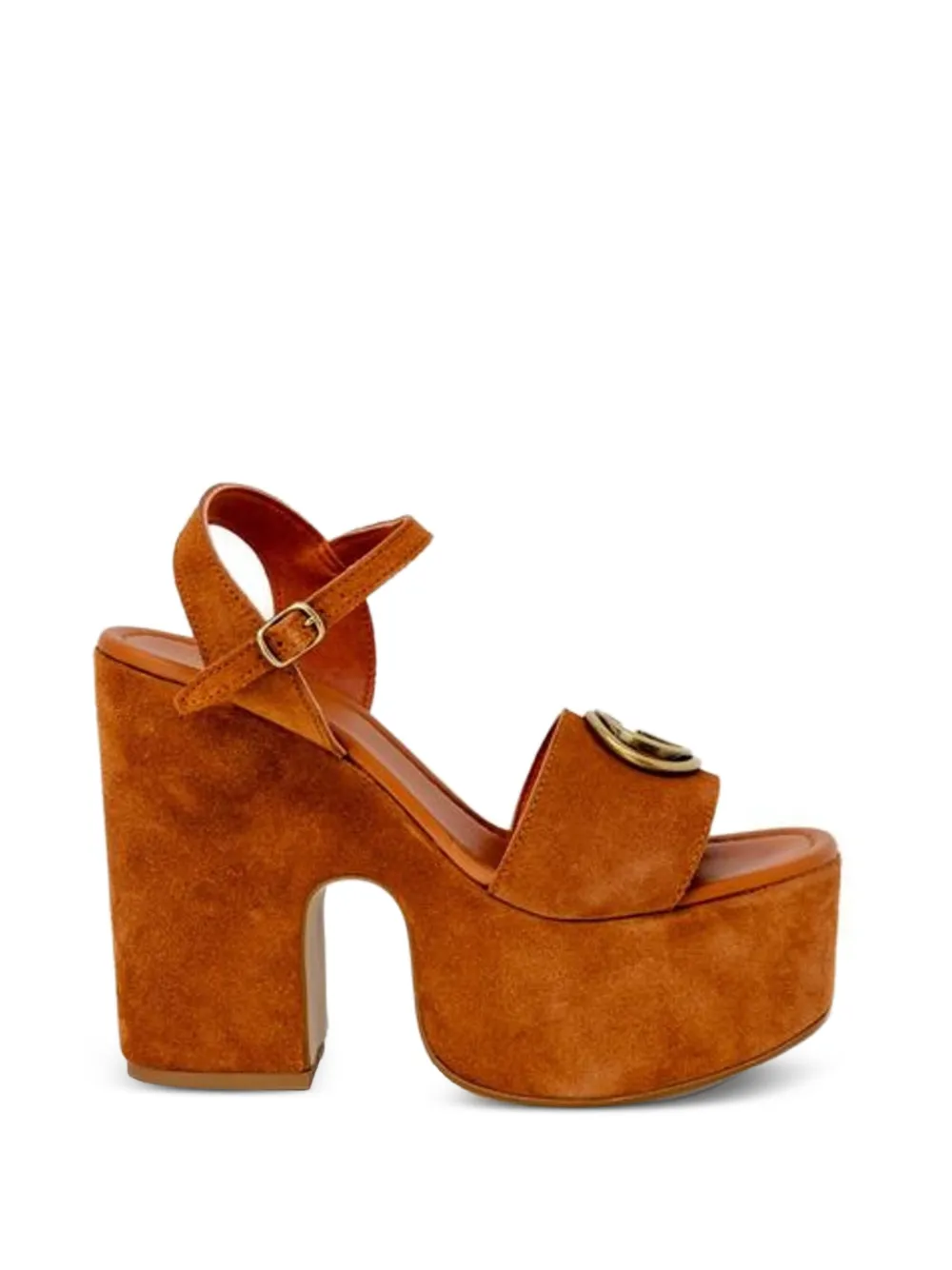 GUESS USA Sandali con plateau e logo - Marrone