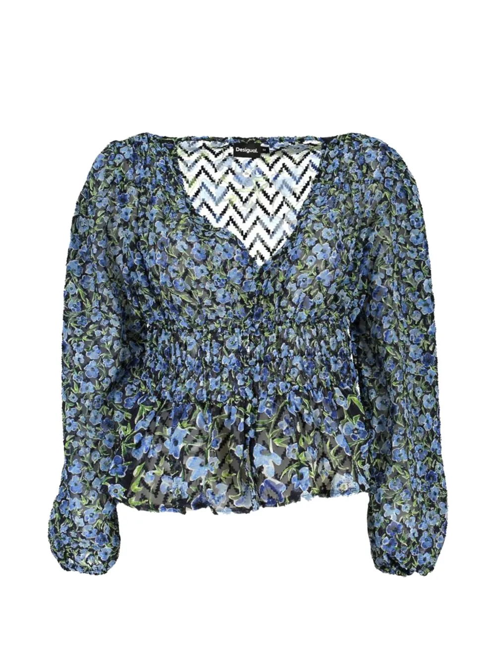 Desigual Plumeti floral-print smocked-waist blouse