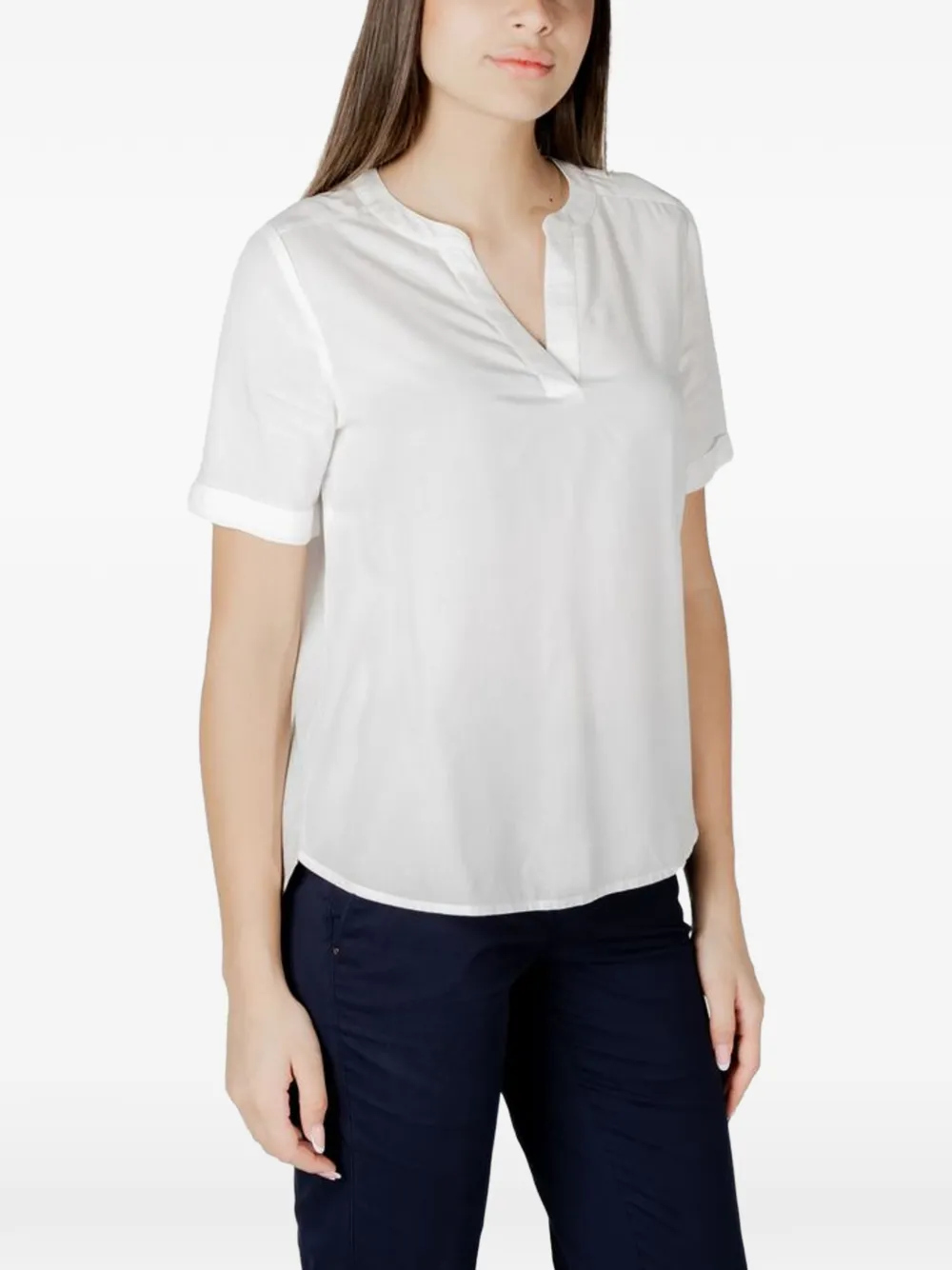 Street One T-shirt met V-hals Wit