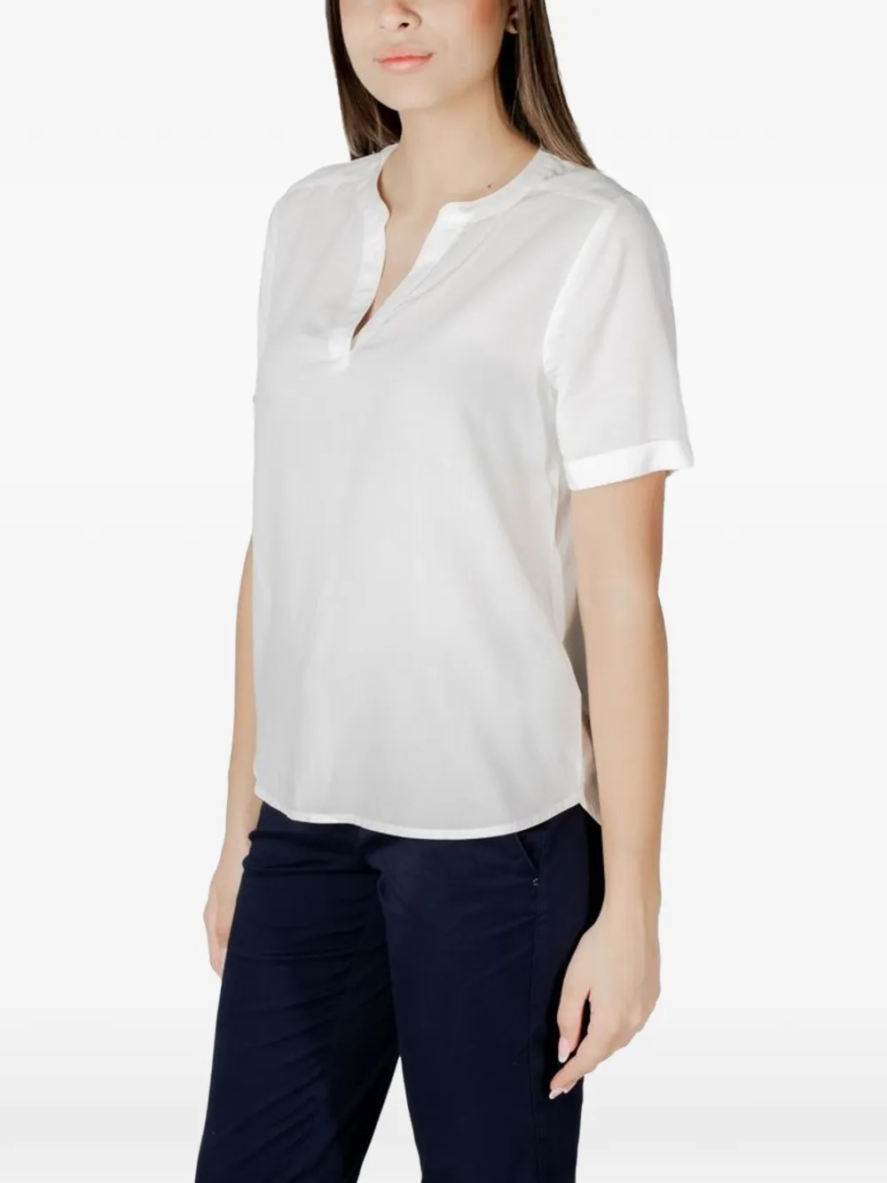 Street One T-shirt met V-hals Wit