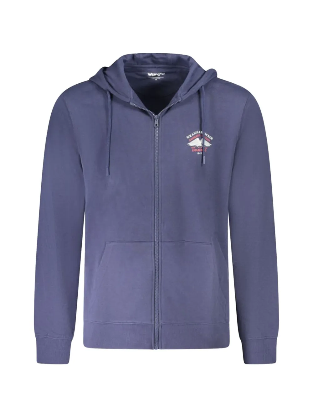 Wrangler logo-embroidered zip-up hoodie - Blu