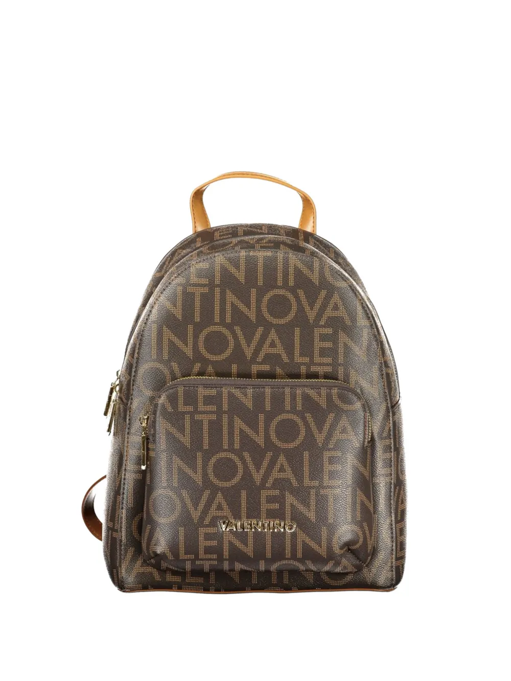 MARIO VALENTINO logo-print grained backpack - Marrone