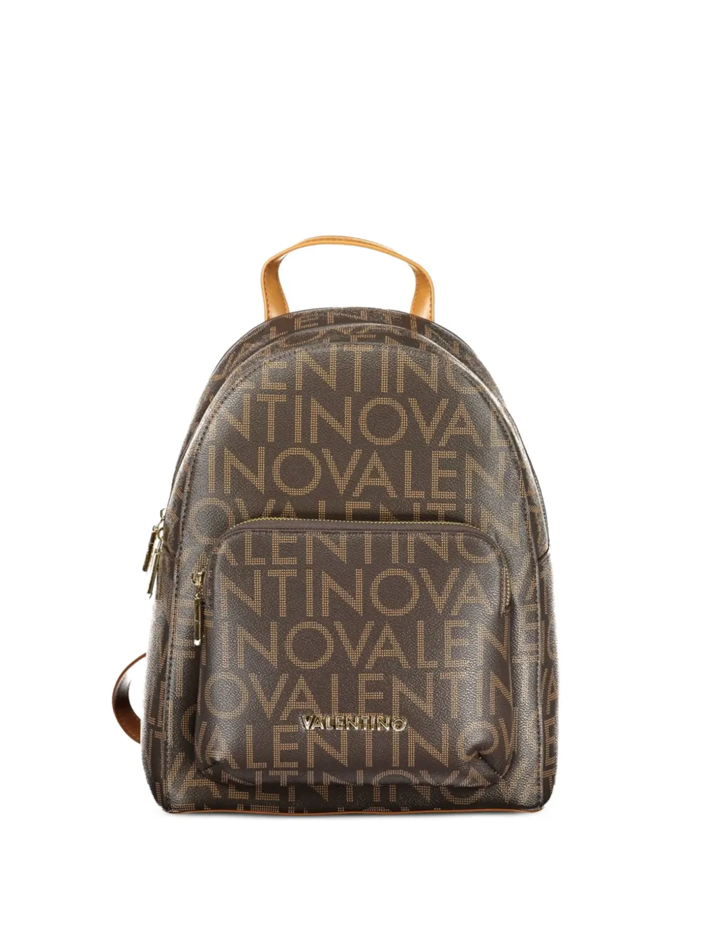 MARIO VALENTINO logo-print grained backpack - Marrone