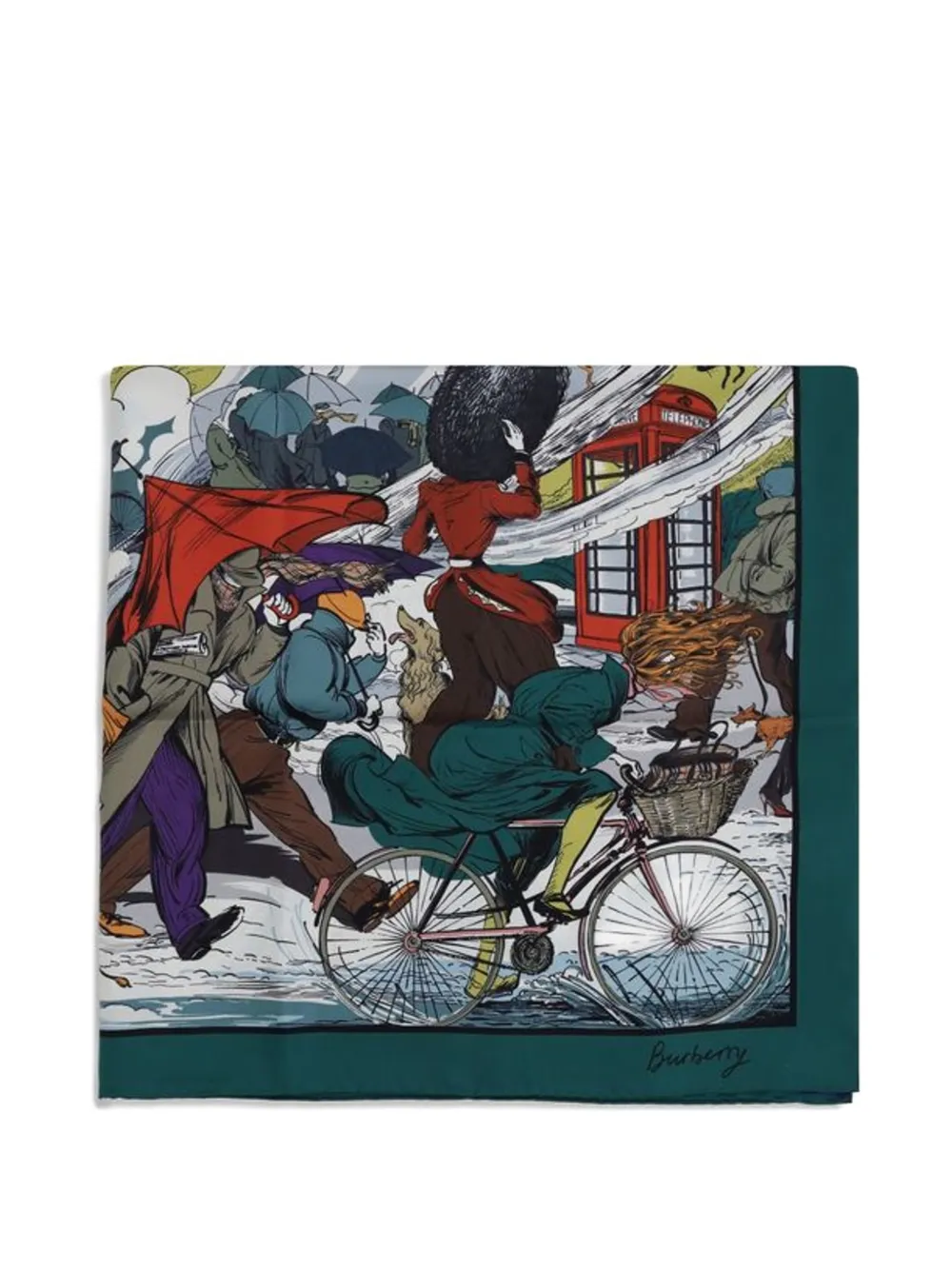 Burberry Raining Cats and Dogs silk scarf - Bianco