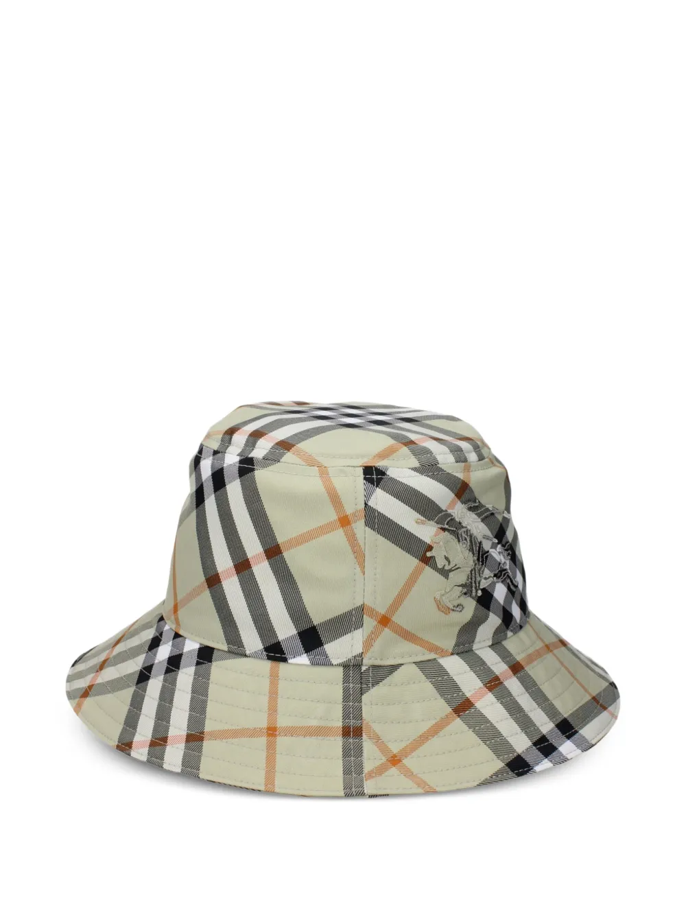 Burberry checked-pattern logo-embroidered bucket hat - Toni neutri