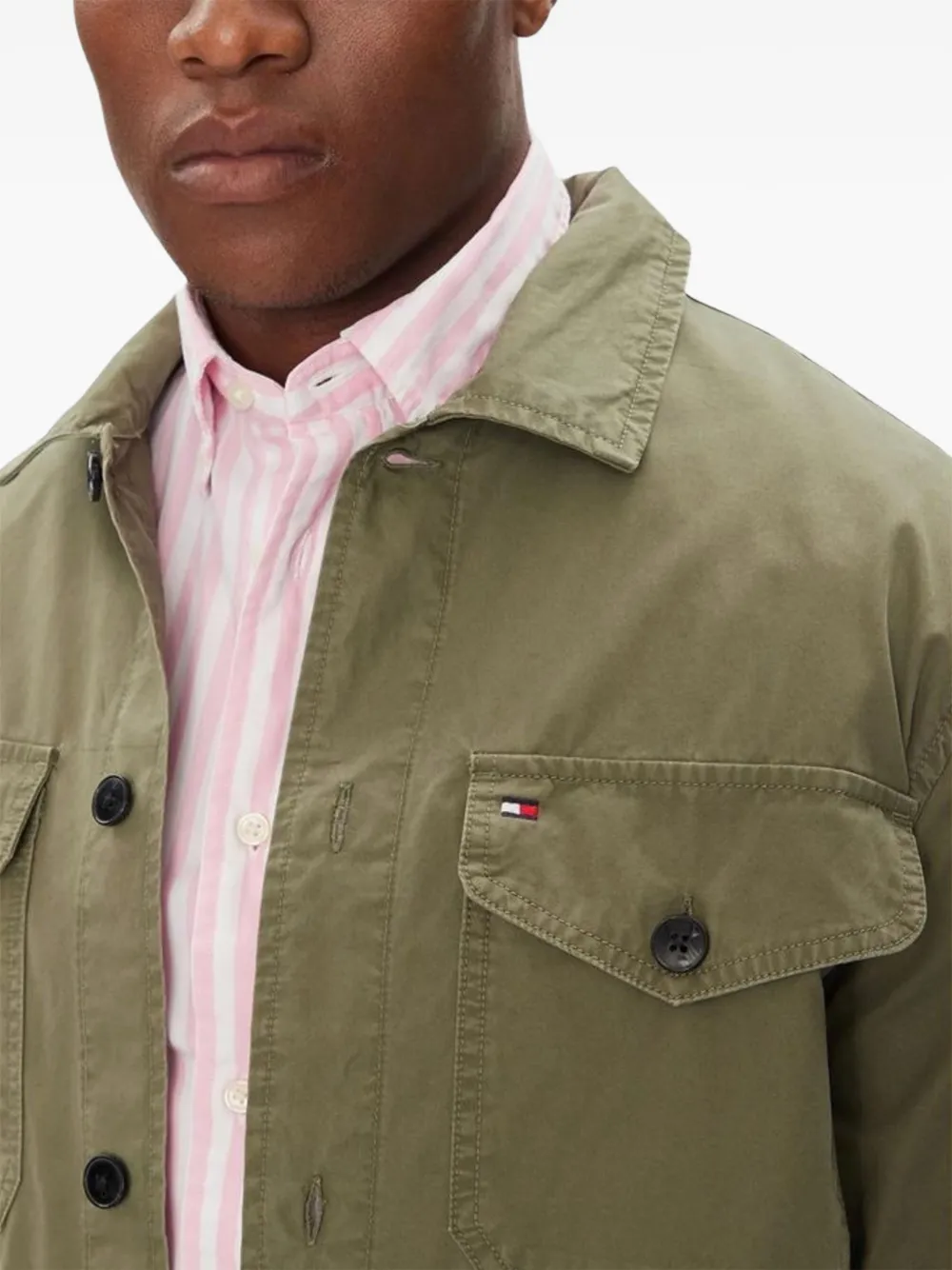 Tommy Hilfiger Jack met logo-patch en knopen Groen