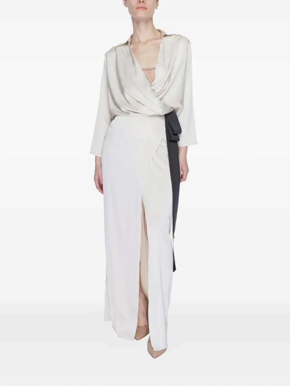 Sandro Ferrone wrap-design maxi dress - Toni neutri