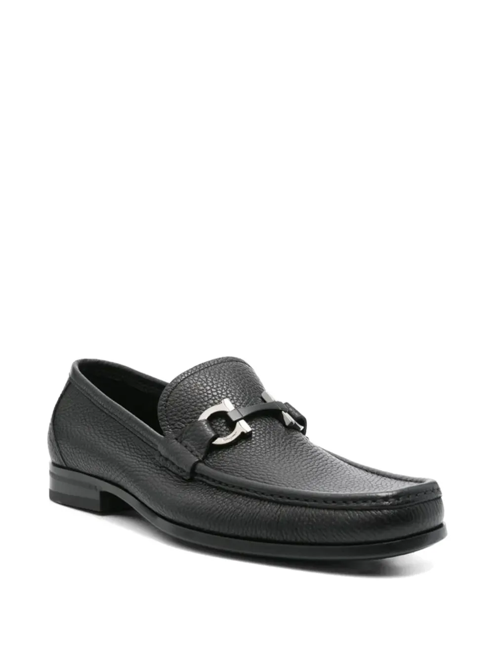 Ferragamo Gancini pebbled-leather loafers Zwart