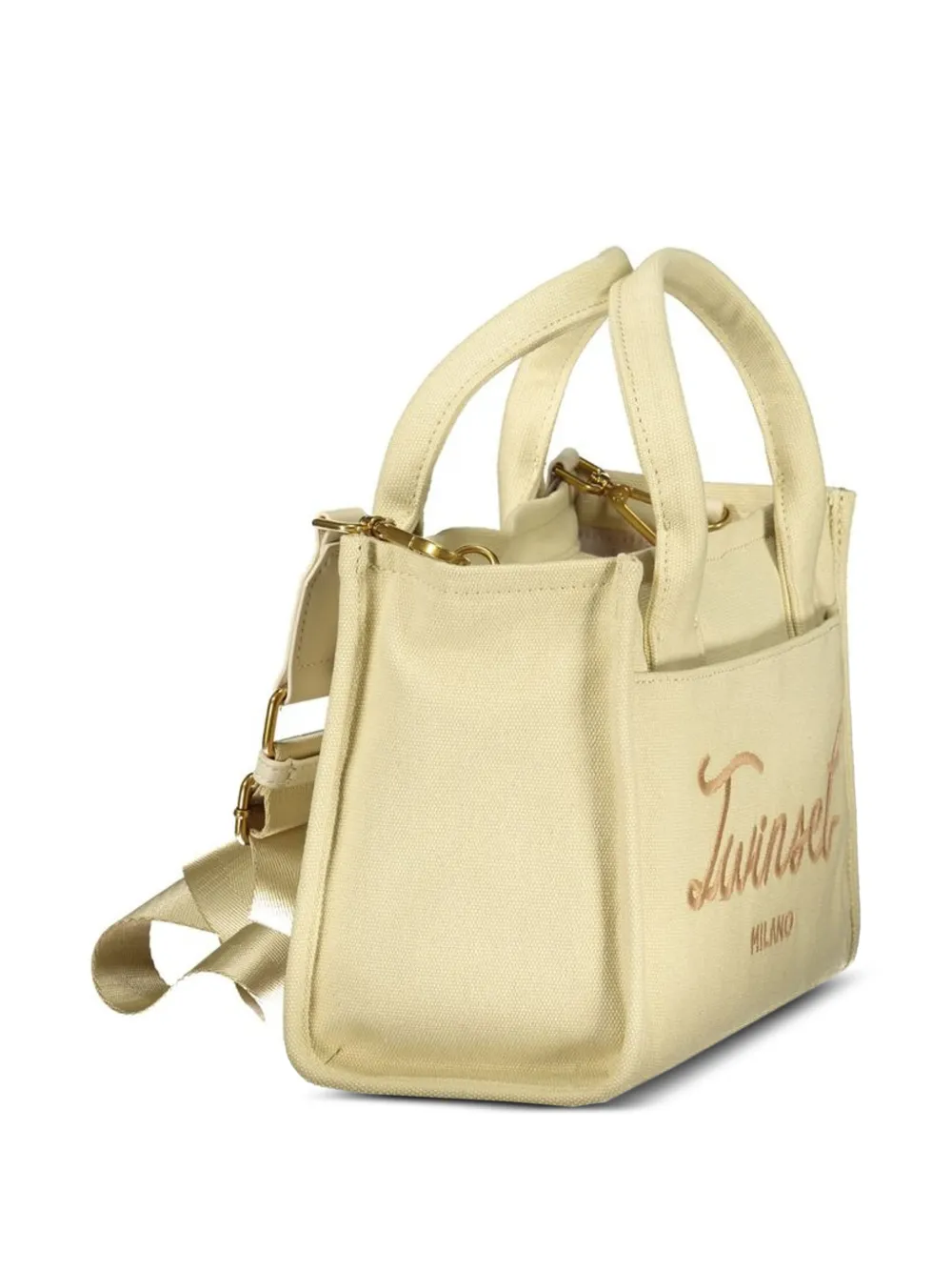 TWINSET Shopper met geborduurd logo Beige