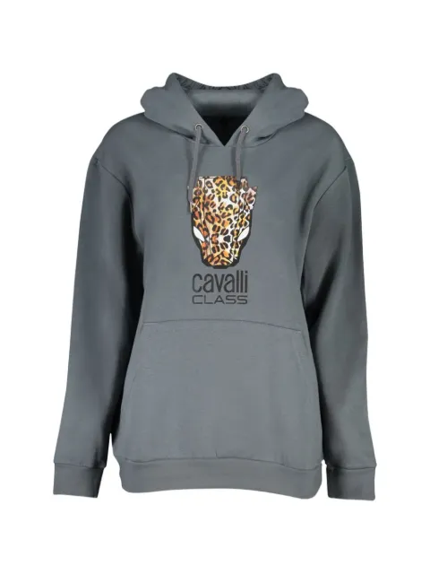Cavalli Class logo-detail pocket hoodie