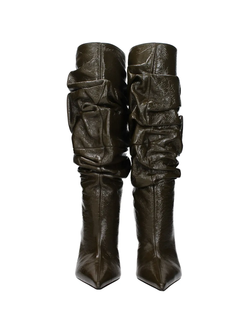 Amina Muaddi ruched patent-leather boots Groen