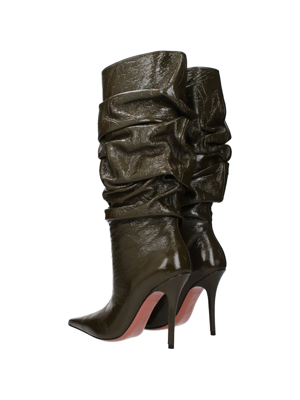 Amina Muaddi ruched patent-leather boots Groen