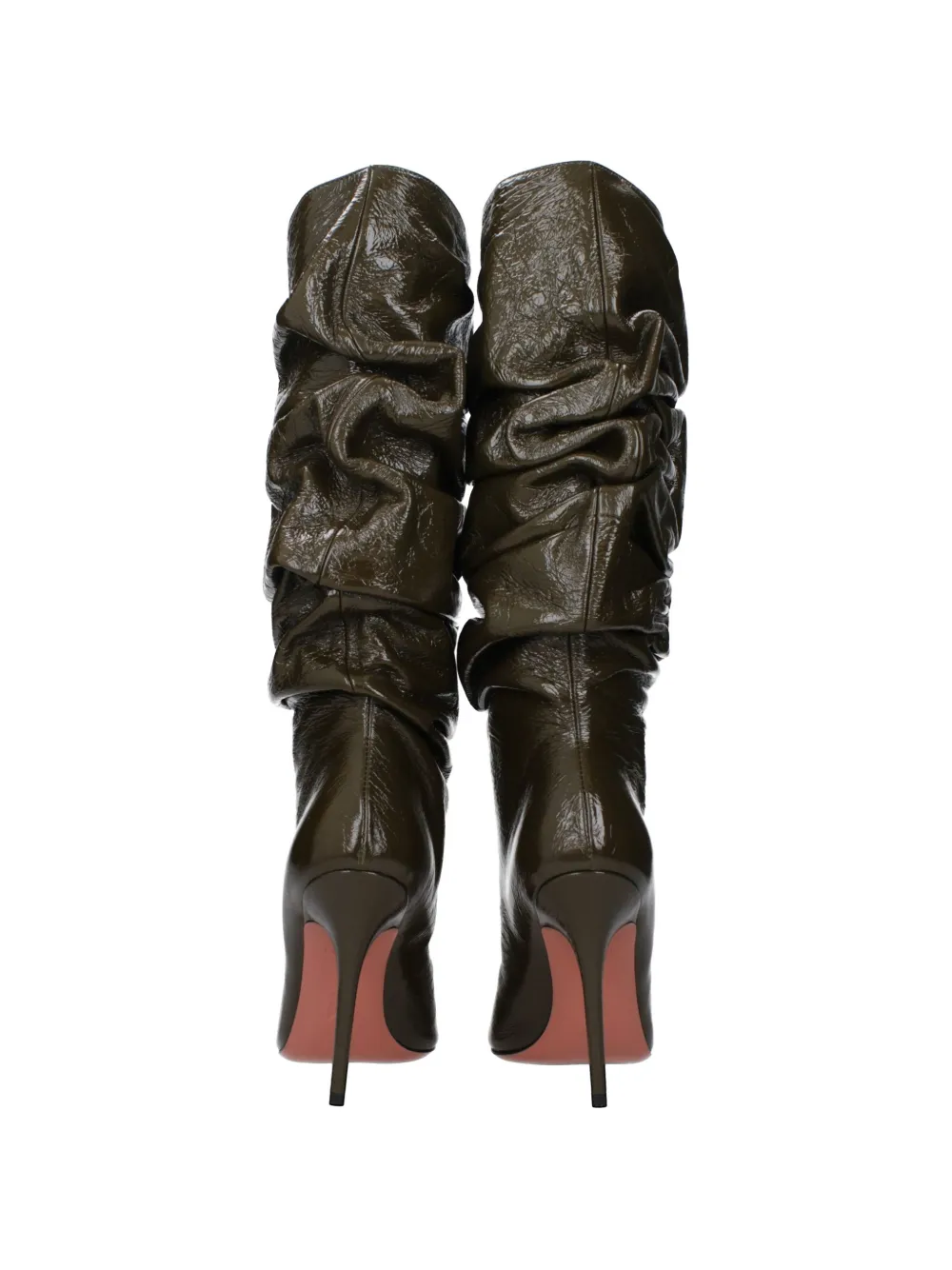 Amina Muaddi ruched patent-leather boots Groen