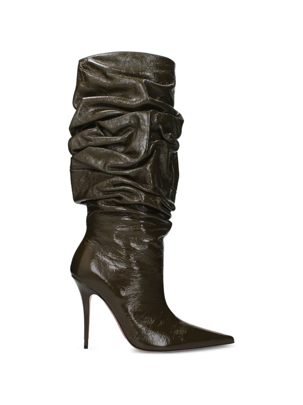 Amina Muaddi ruched patent-leather boots - Verde