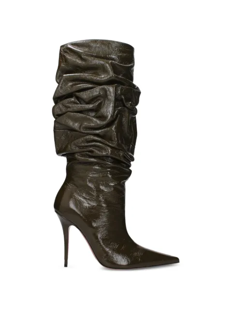 Amina Muaddi ruched patent-leather boots