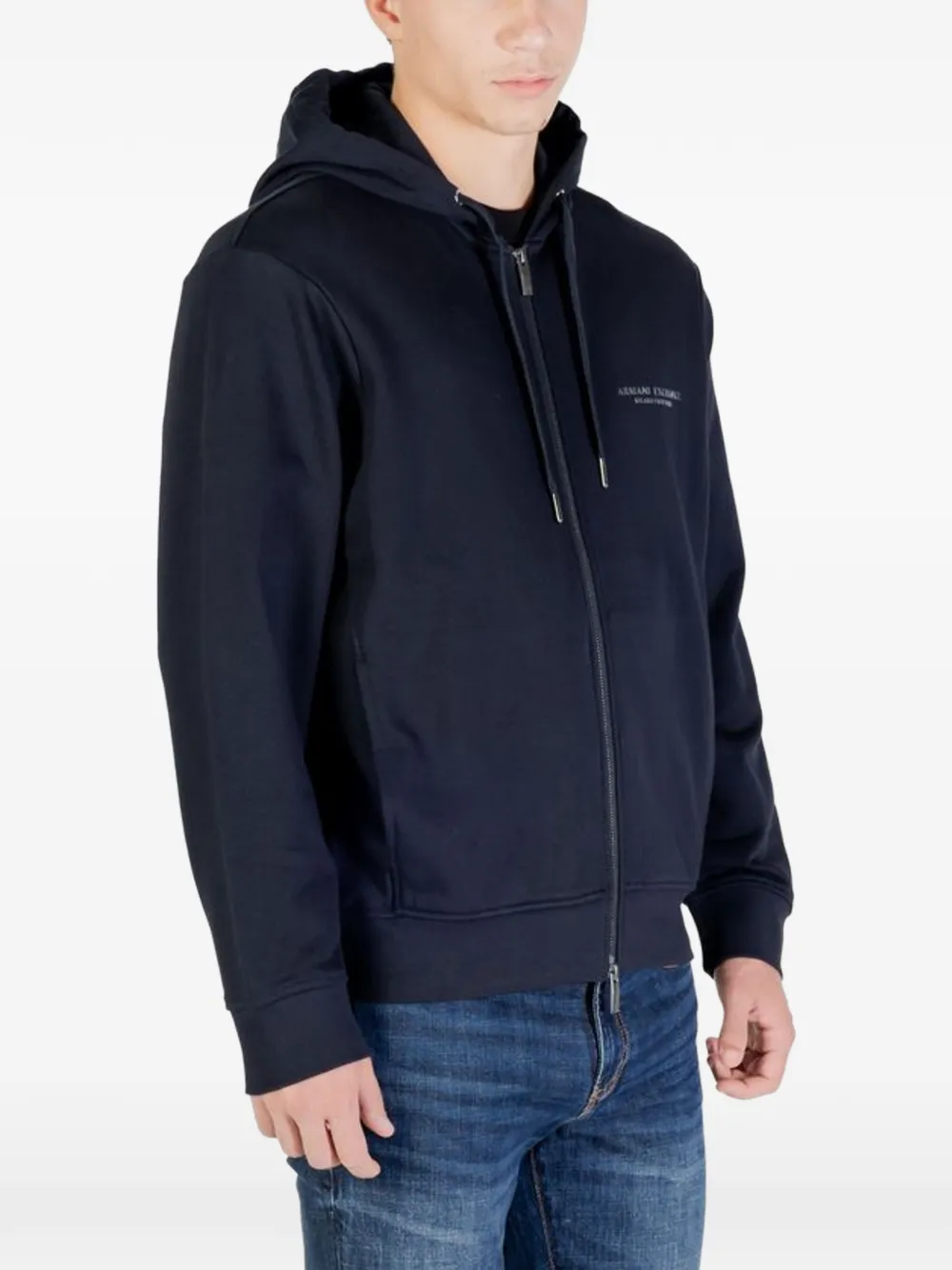 Armani Exchange Hoodie met logoprint en rits Blauw