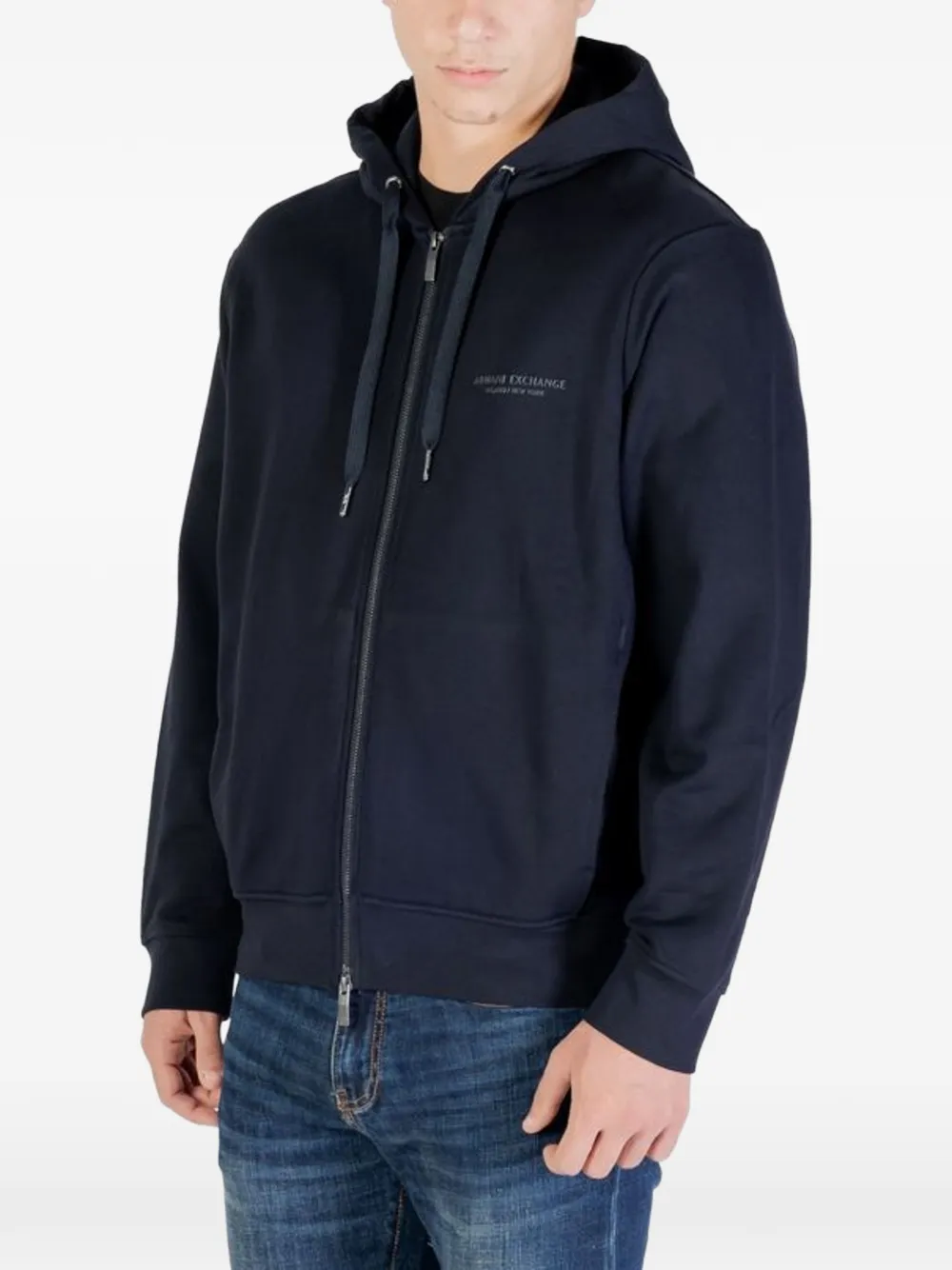 Armani Exchange Hoodie met logoprint en rits Blauw
