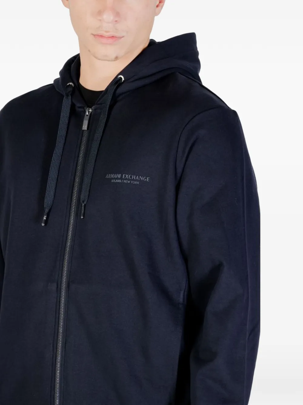 Armani Exchange Hoodie met logoprint en rits Blauw