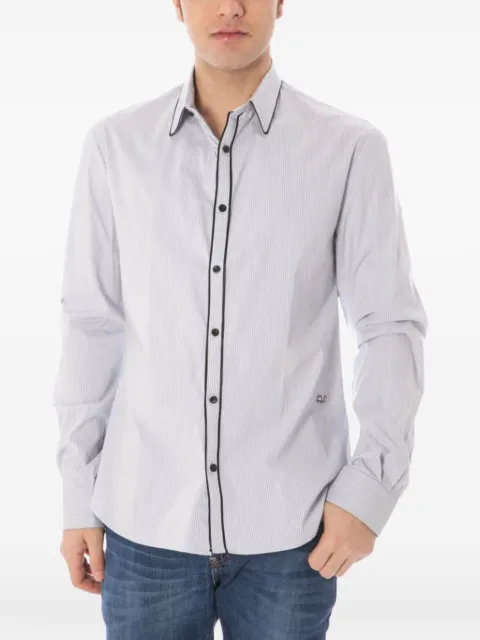 Costume National pinstriped piped-trim shirt