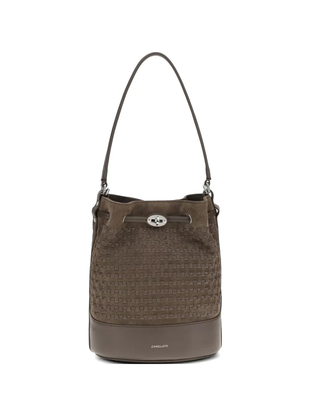 Zanellato Monda woven suede bucket bag - Marrone