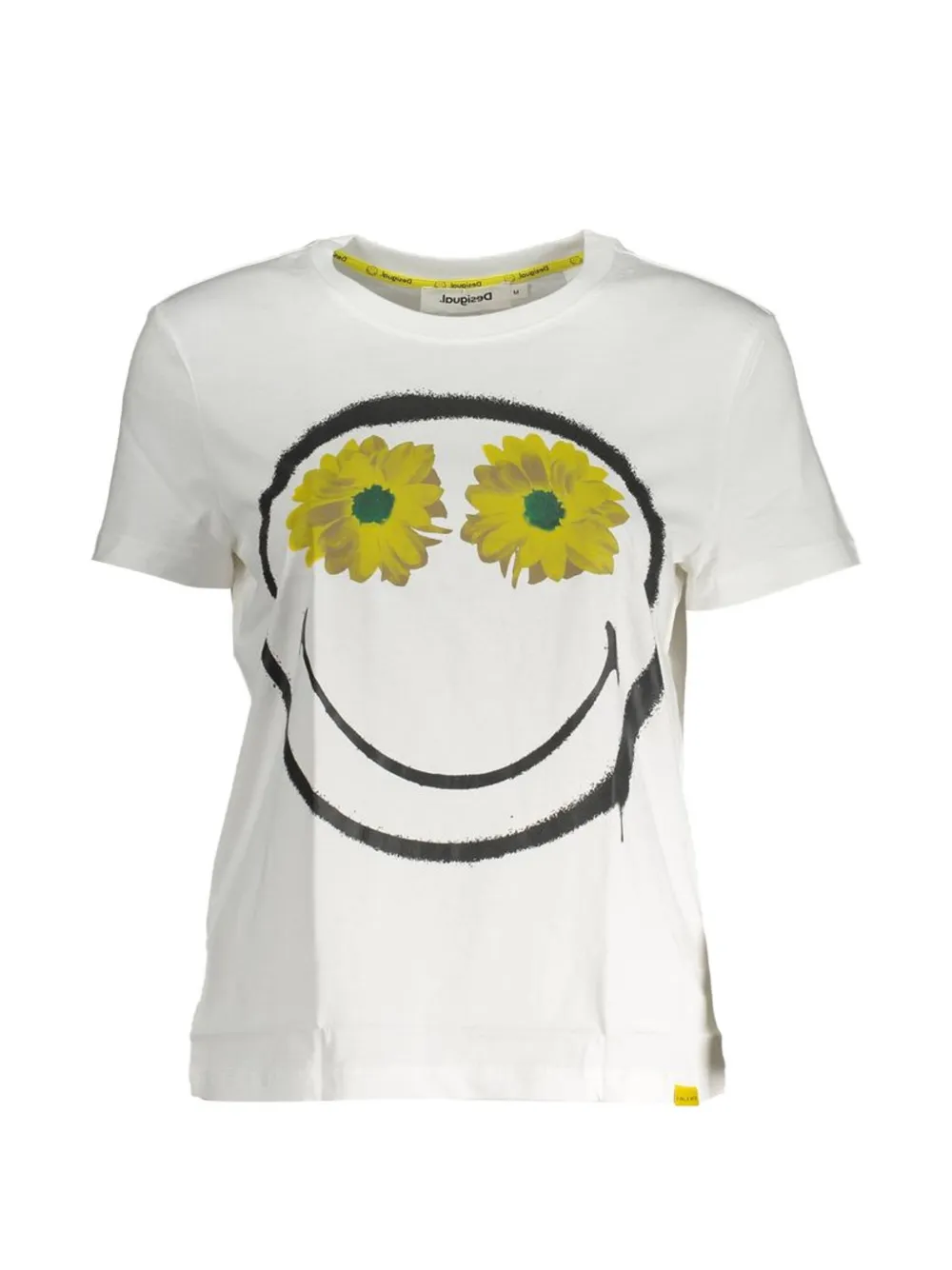 Desigual sunflower-print smiley-face T-shirt - Bianco