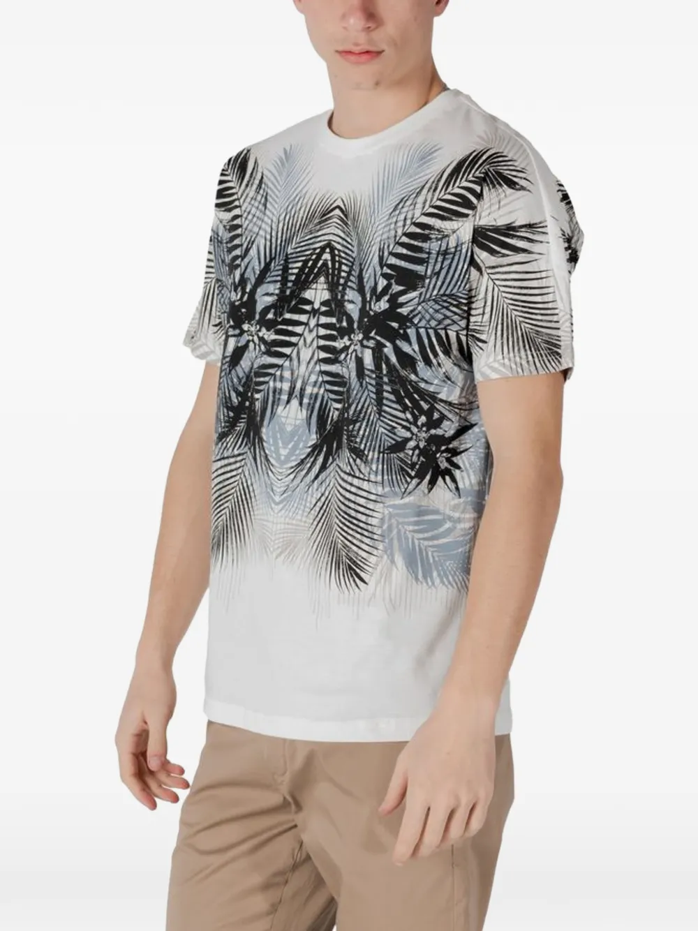 Antony Morato T-shirt met palmbladprint Wit