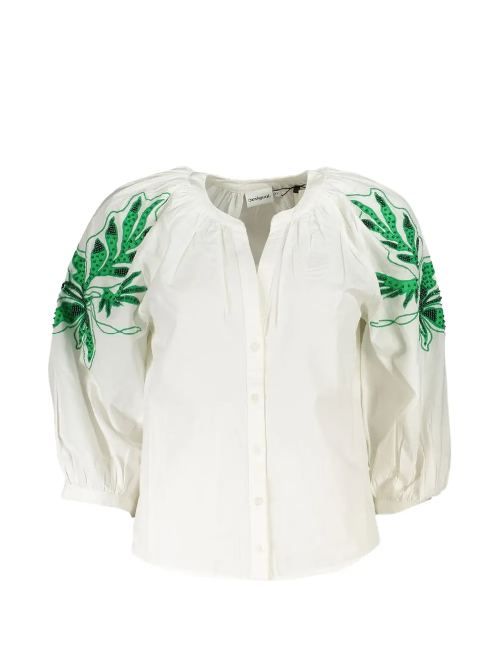 Desigual embroidered puff-sleeve shirt - Bianco