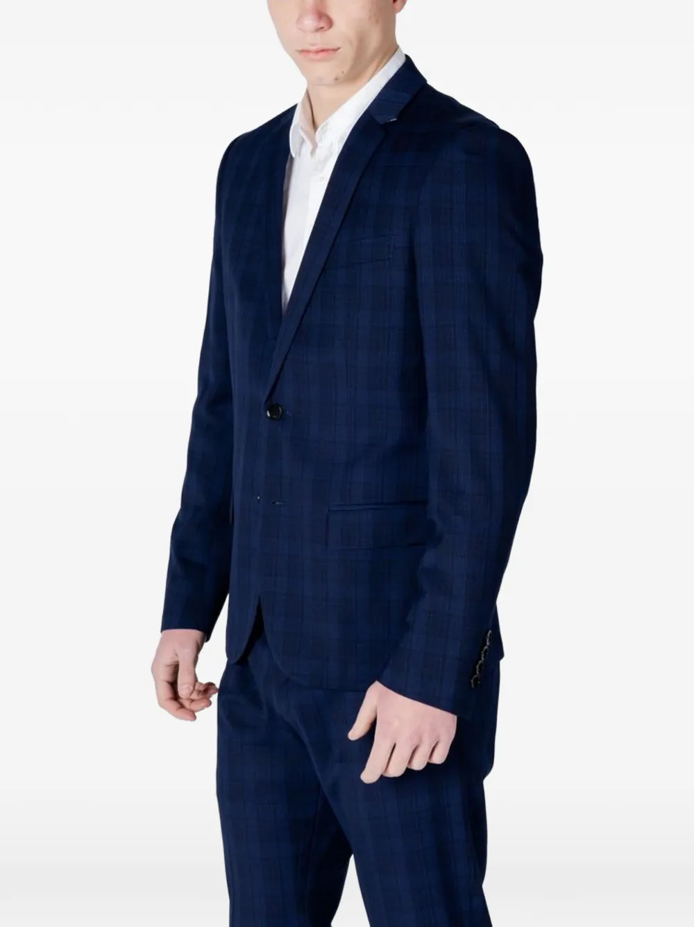 Antony Morato Geruite blazer met gekerfde revers Blauw