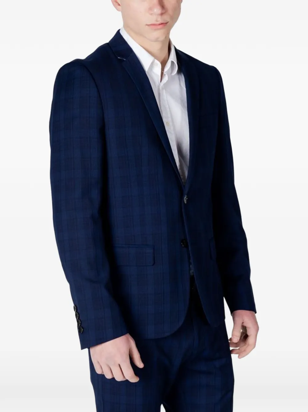 Antony Morato Geruite blazer met gekerfde revers Blauw