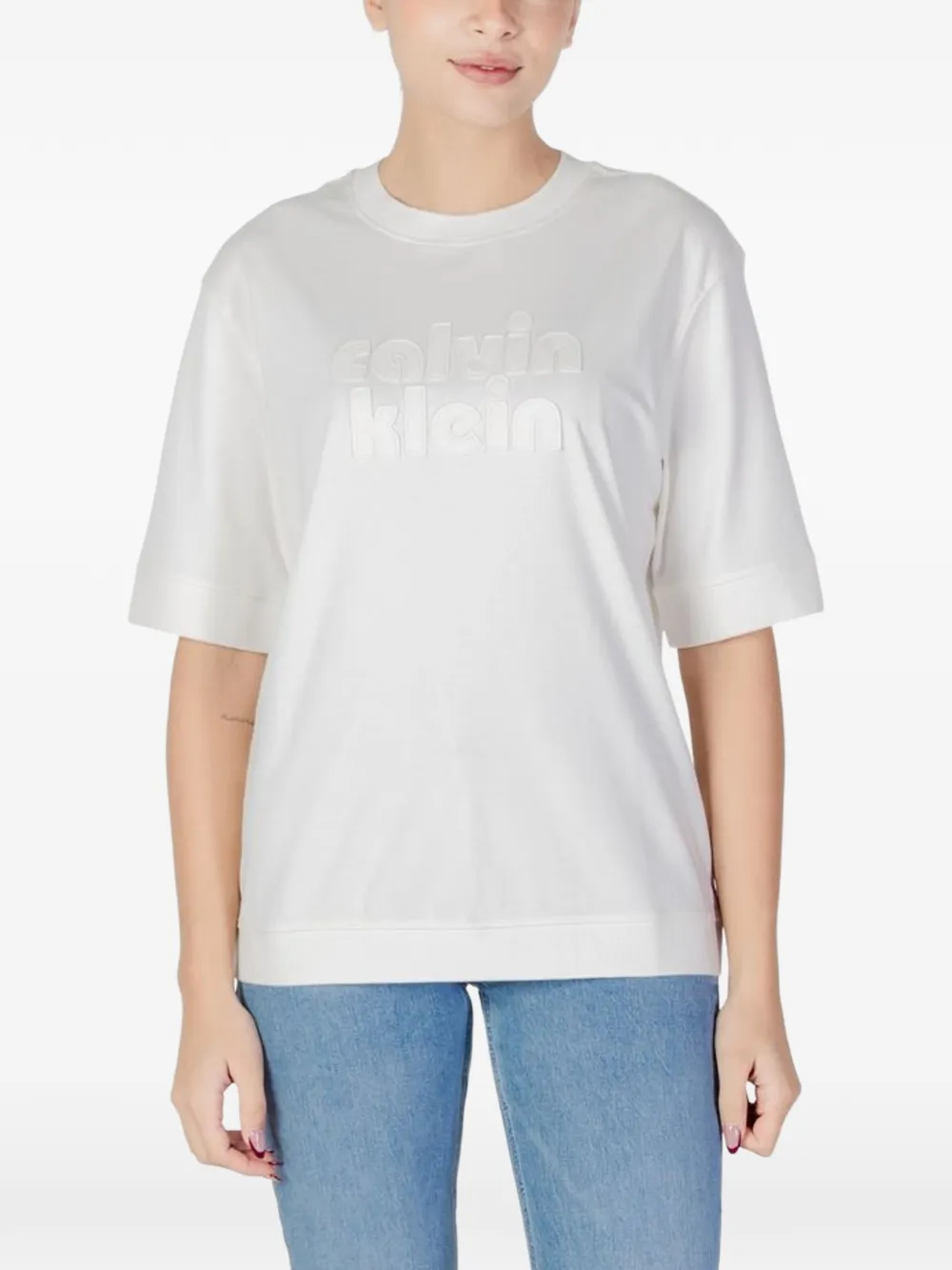 Calvin Klein Jeans logo-patch T-shirt - Bianco