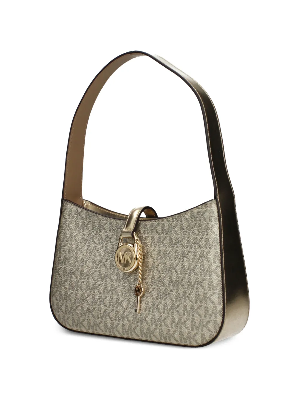 Michael Kors Shopper met monogram-print en hangslot Beige