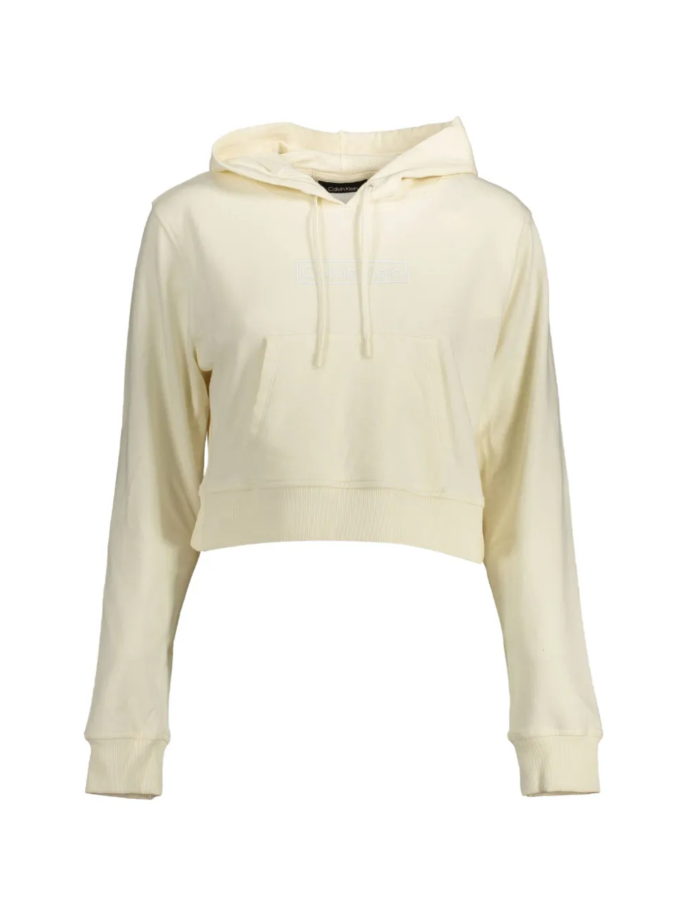 Calvin Klein cropped logo-print hoodie - Toni neutri