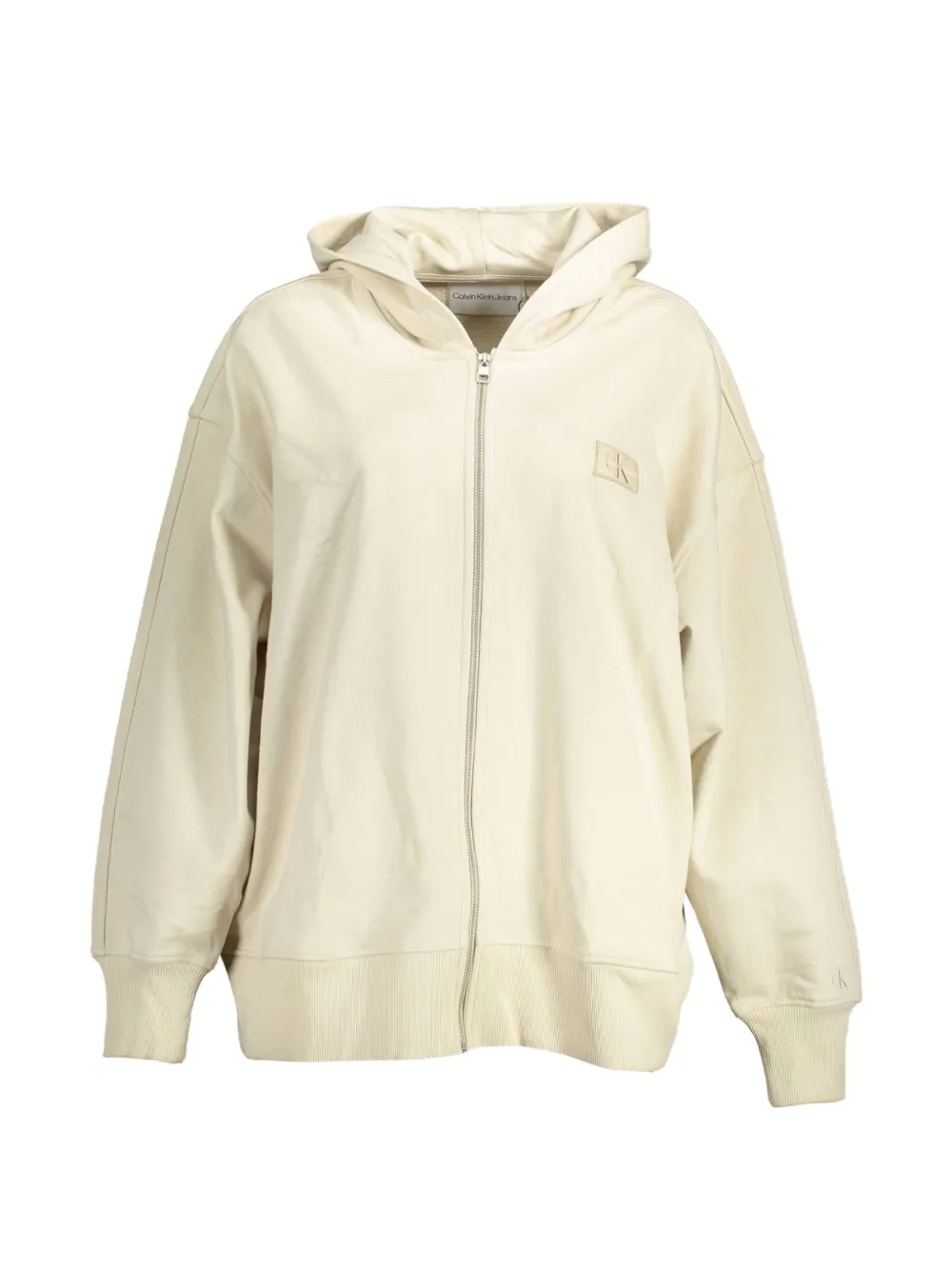 Calvin Klein Jeans logo-patch zip-up hoodie - Nude