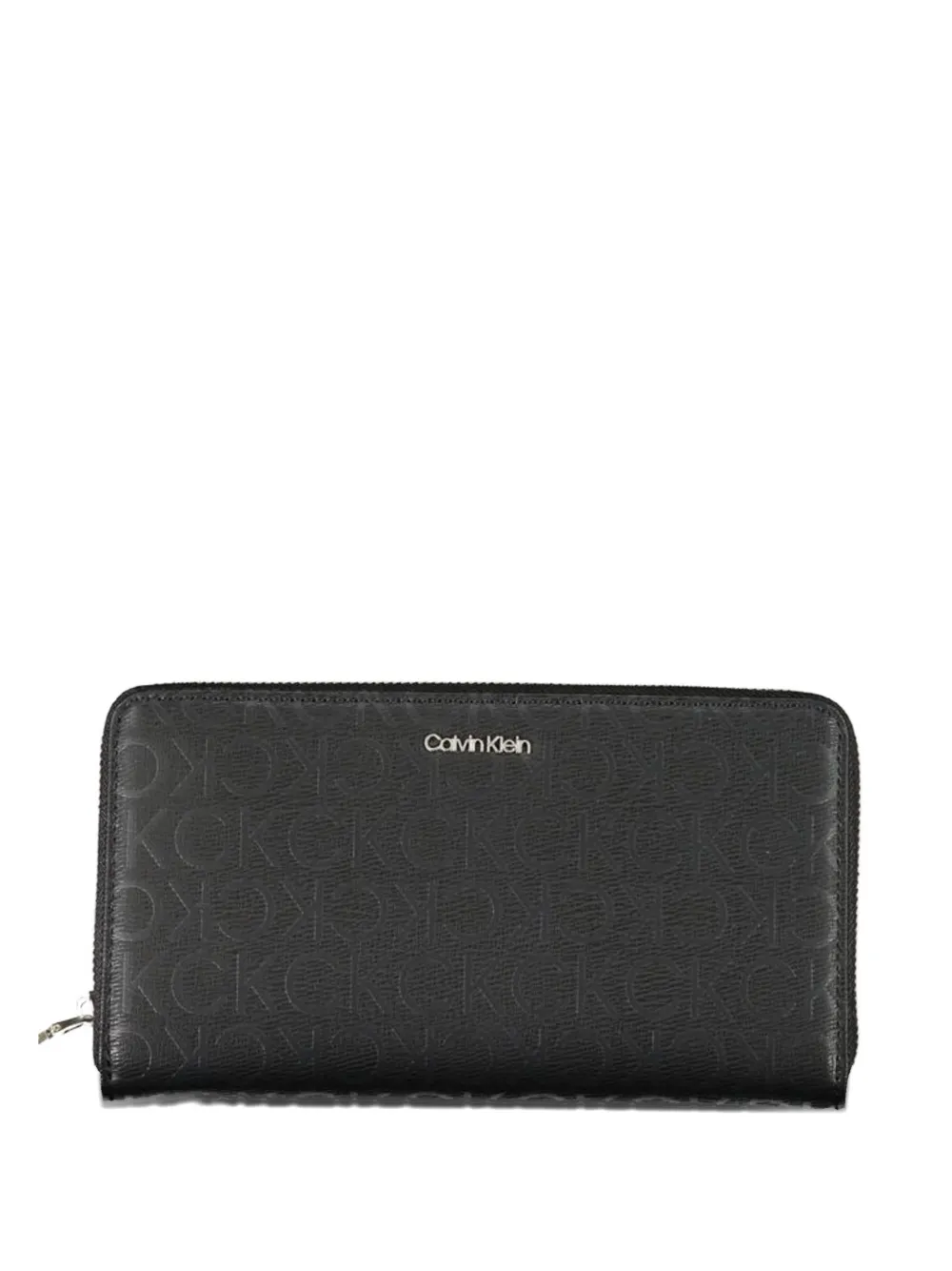 Calvin Klein monogram-pattern zip-around wallet - Nero