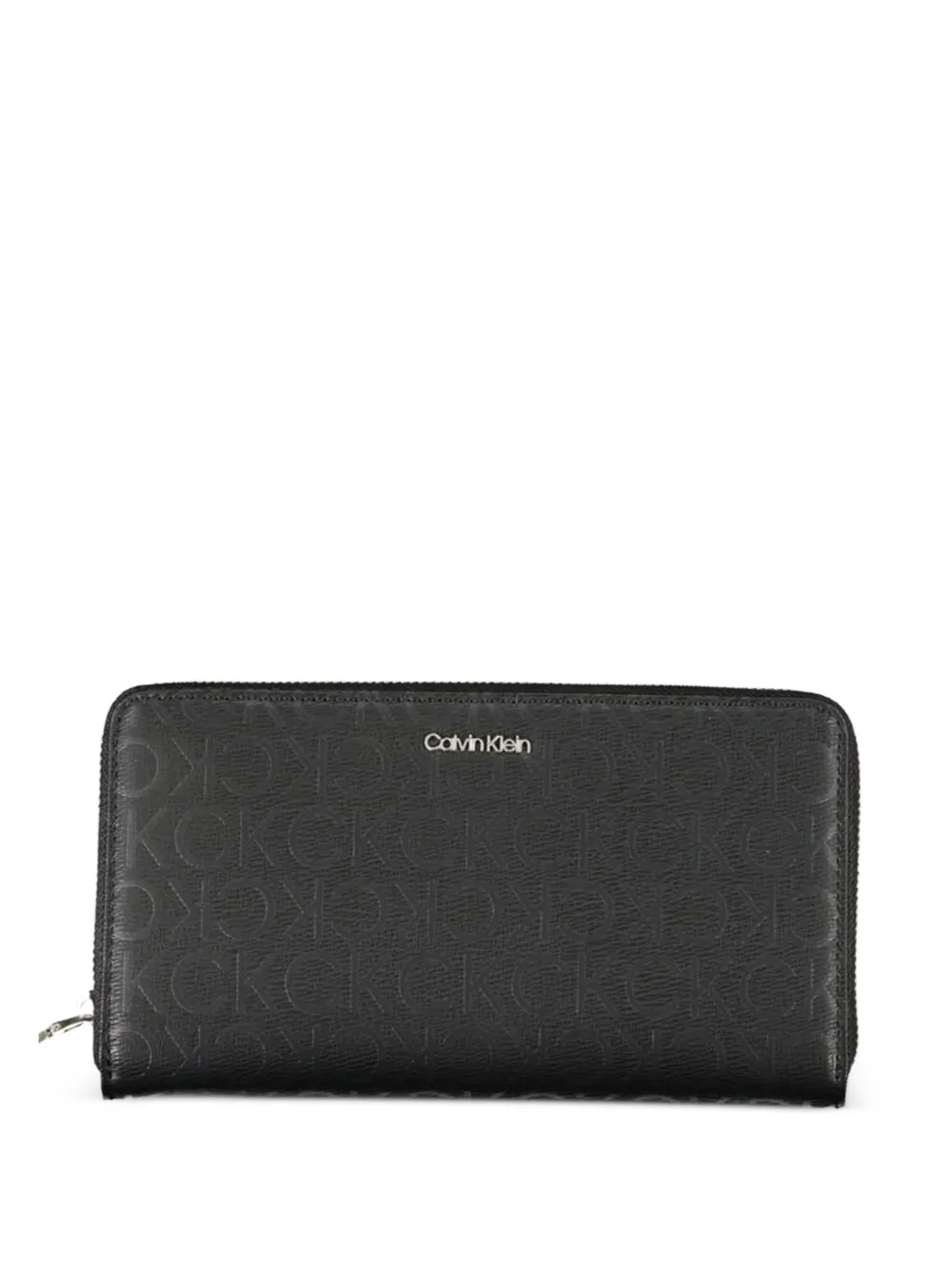 Calvin Klein monogram-pattern zip-around wallet - Nero
