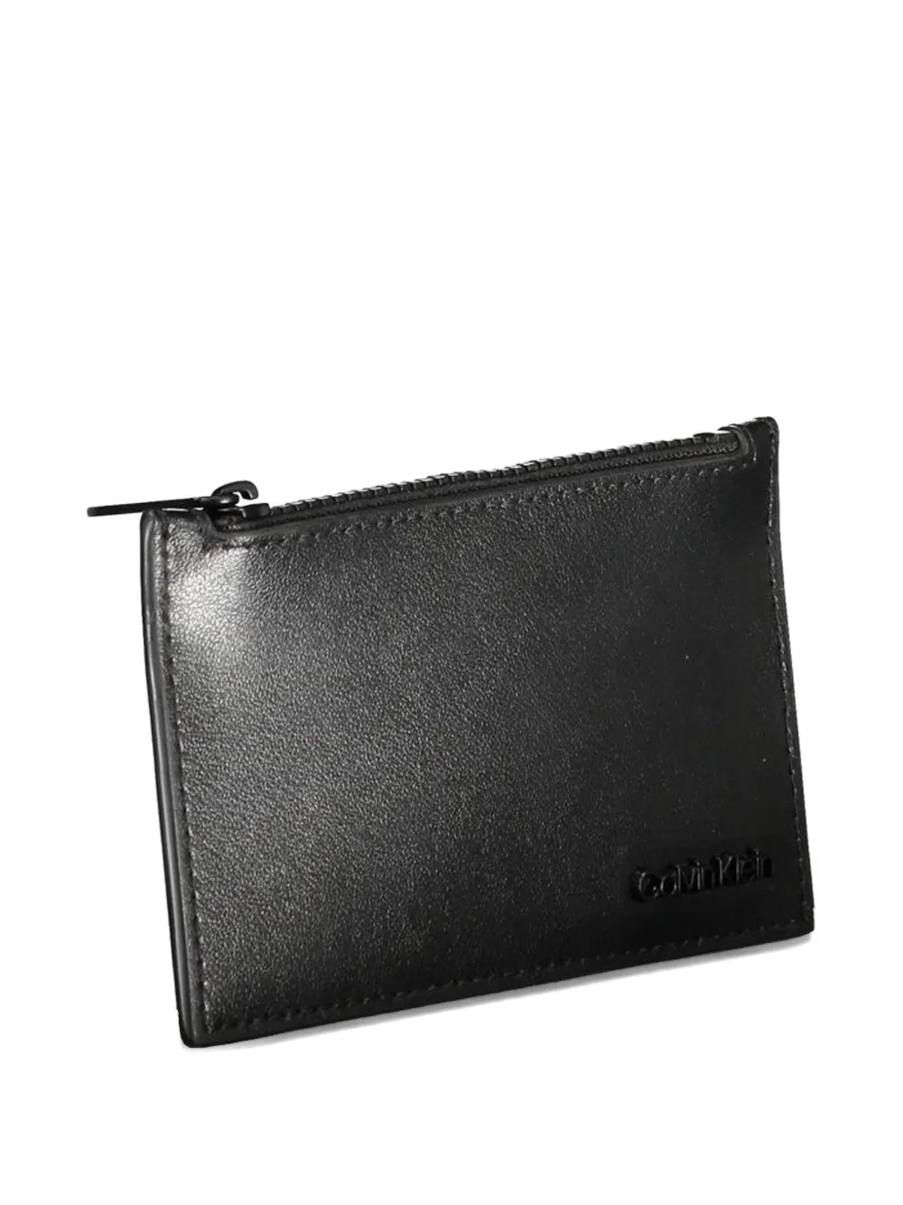 Calvin Klein Leren portemonnee met logo-reliëf Zwart