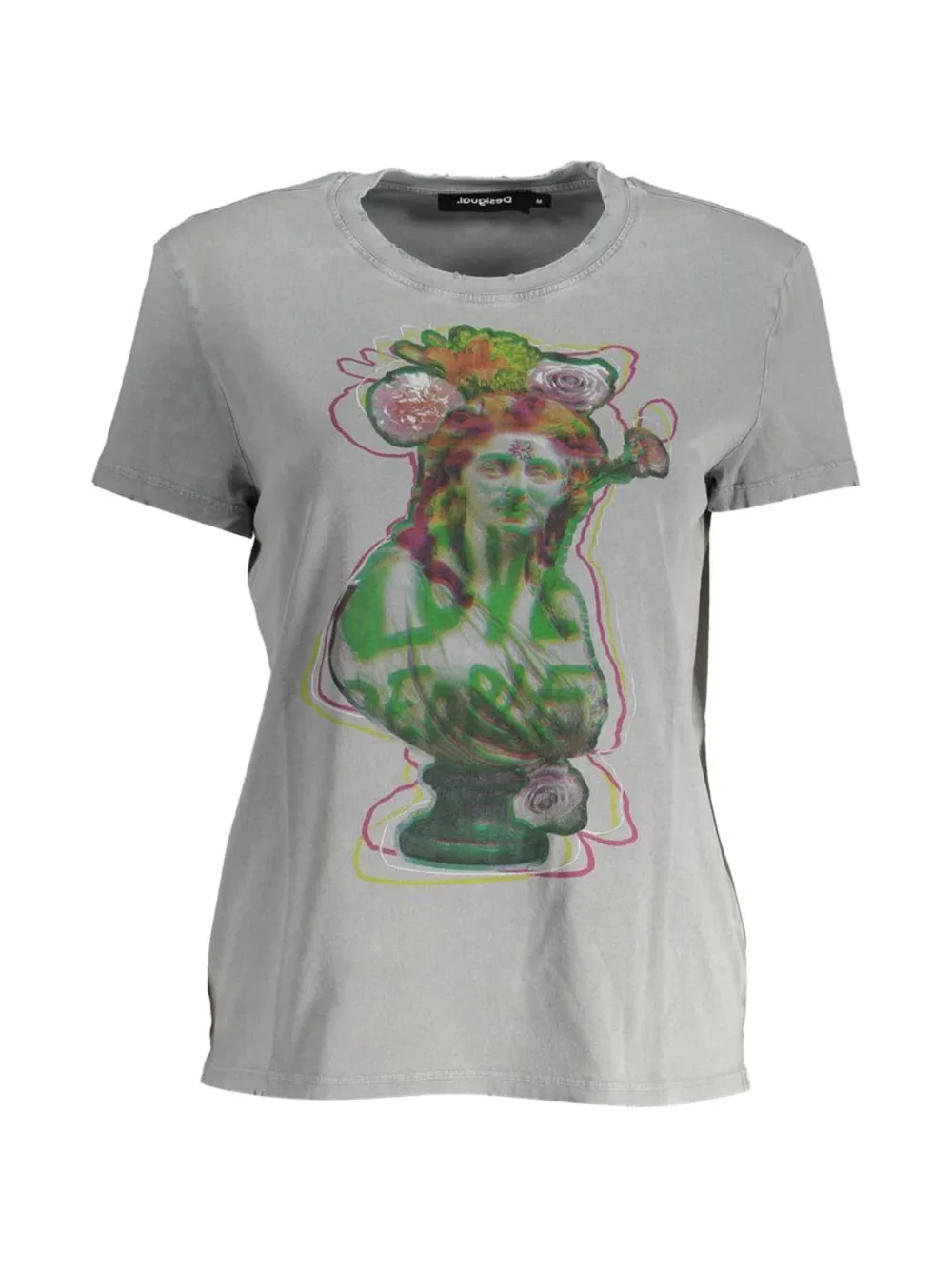 Desigual Graphic-print Cotton T-shirt In Gray
