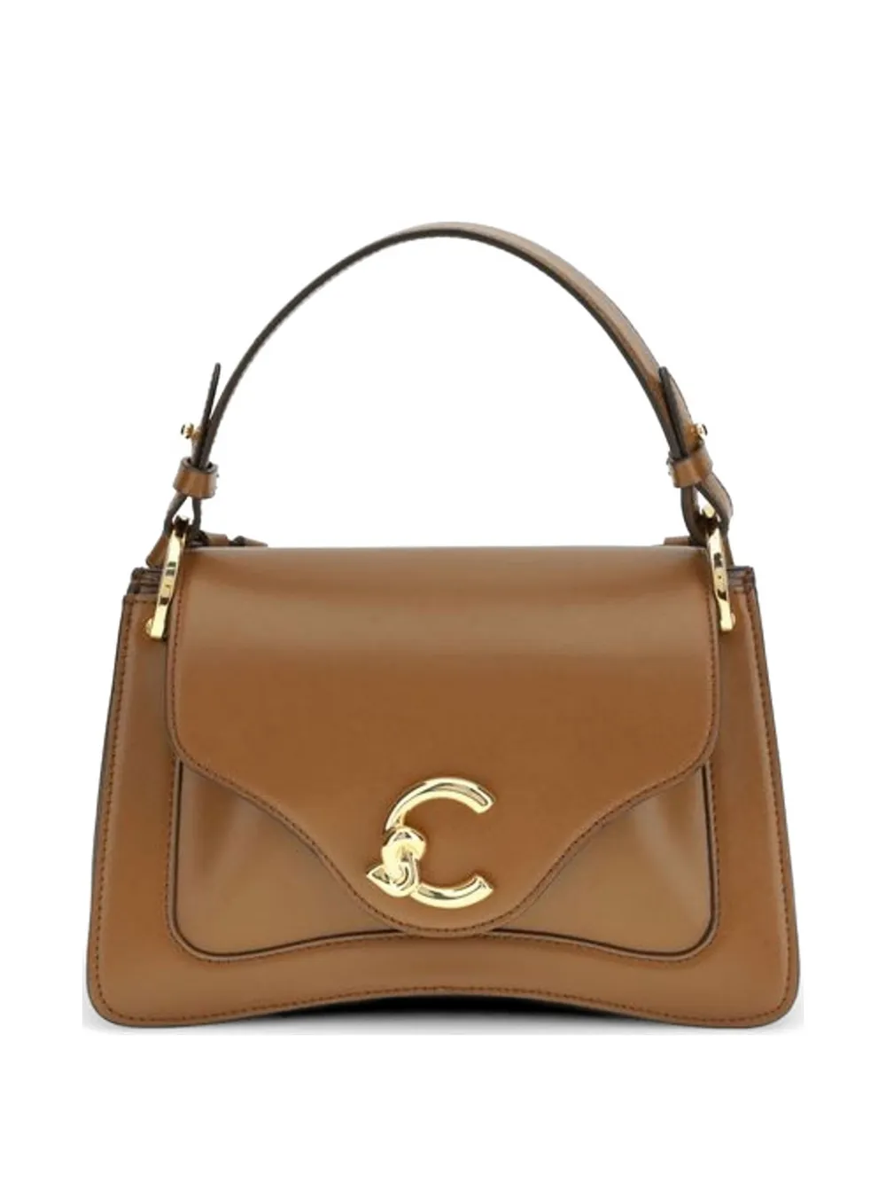 Coccinelle small C-Me logo-plaque leather tote bag - Marrone