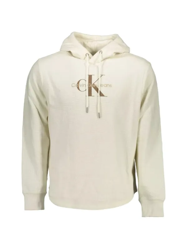Calvin Klein Waffle-knit Cotton Hoodie in Neutrals