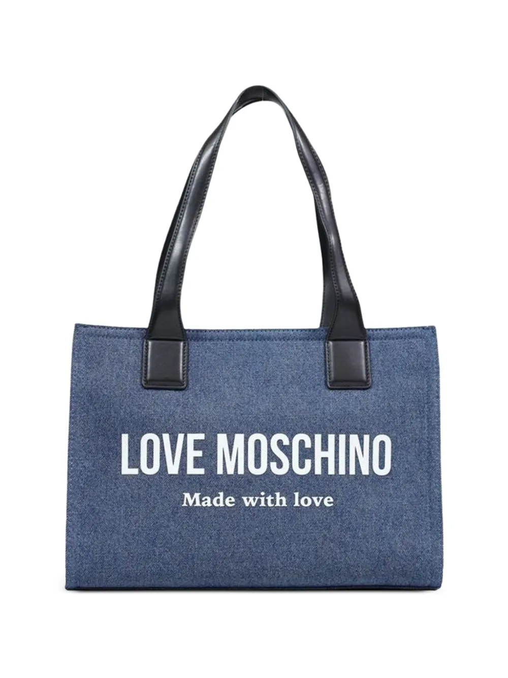 Love Moschino logo-print denim tote bag - Blu