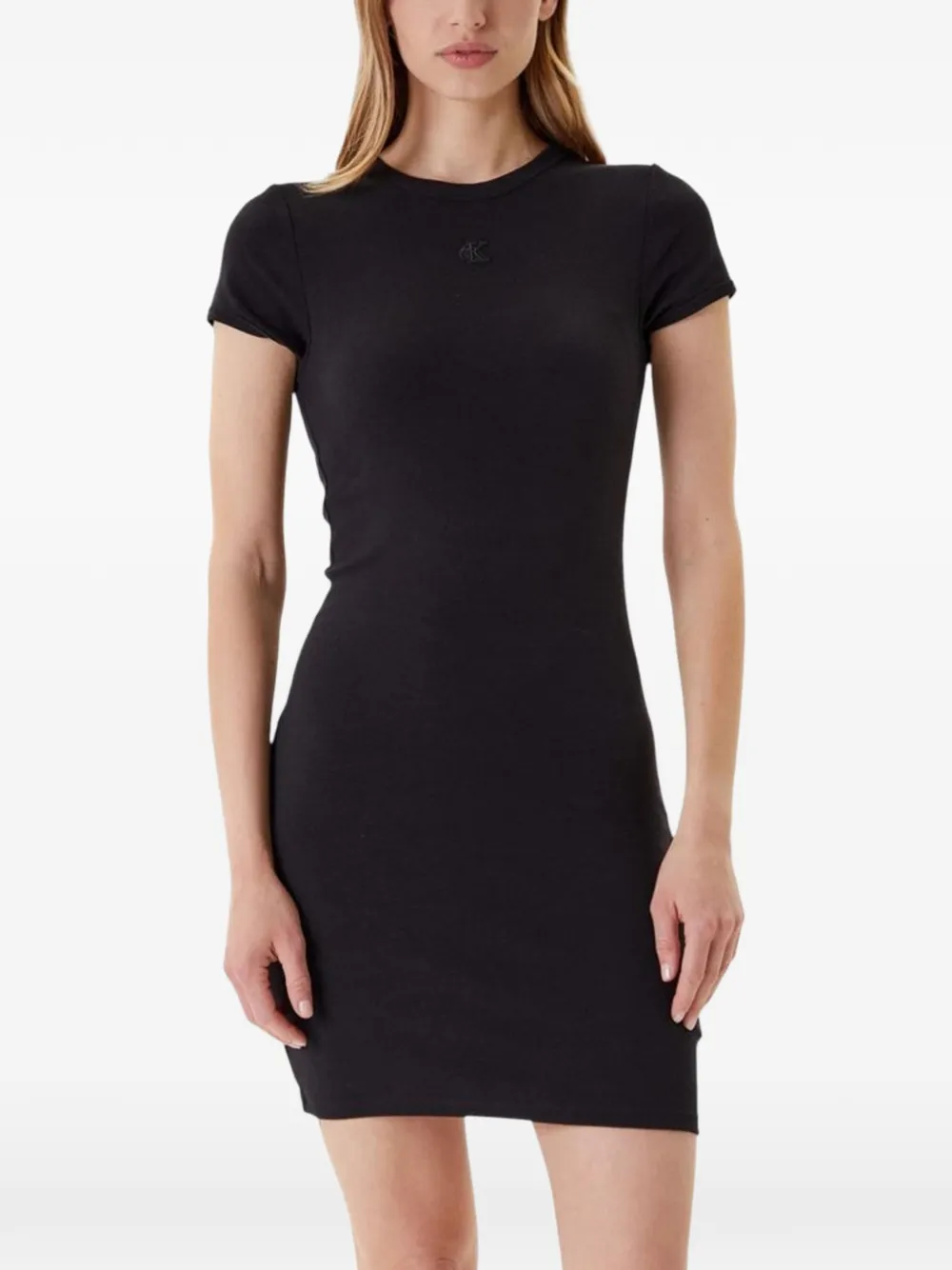 Calvin Klein Jeans logo-patch short-sleeve dress - Nero