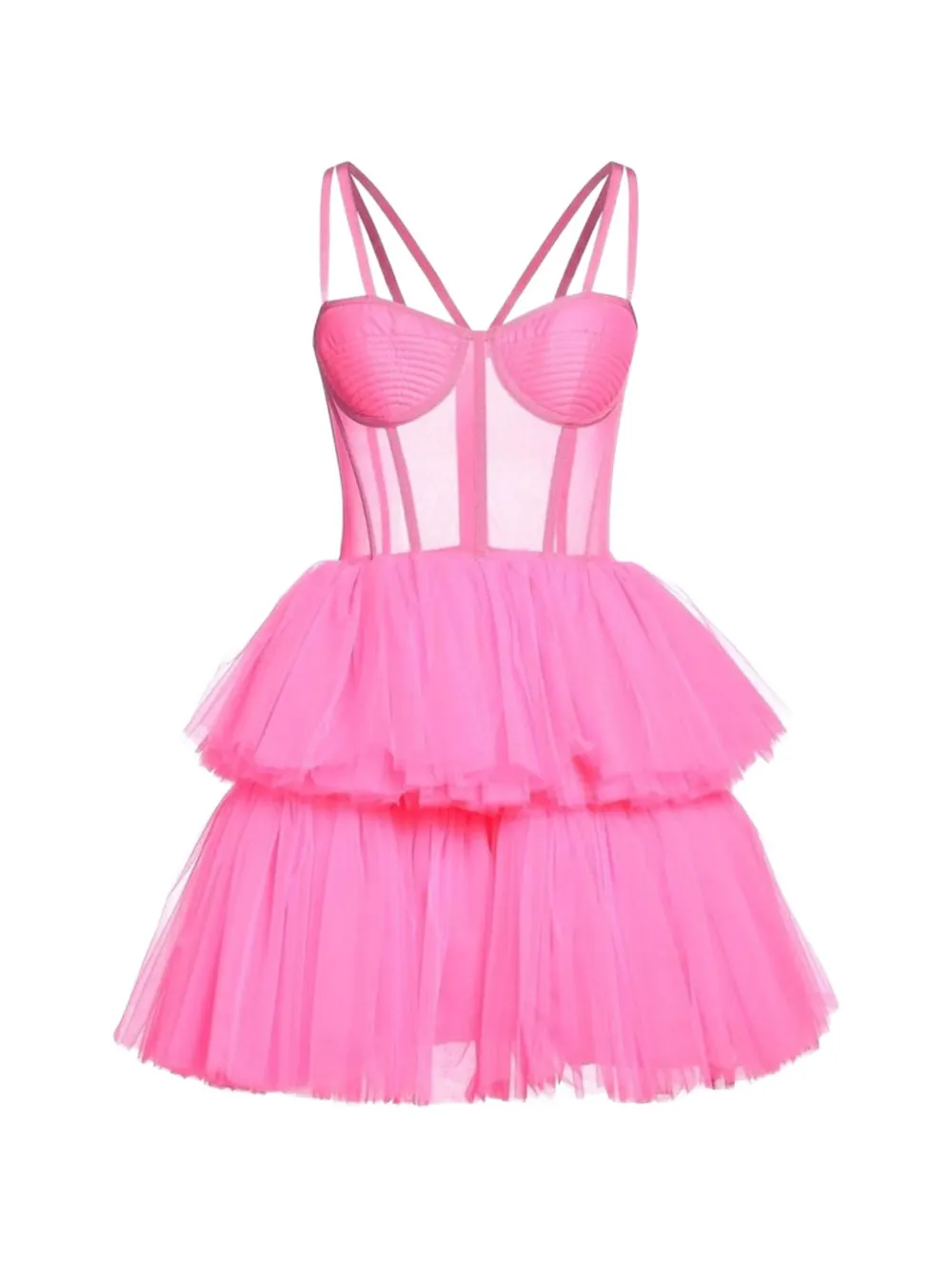 1913 DRESSCODE tiered tulle-skirt mini dress - Rosa