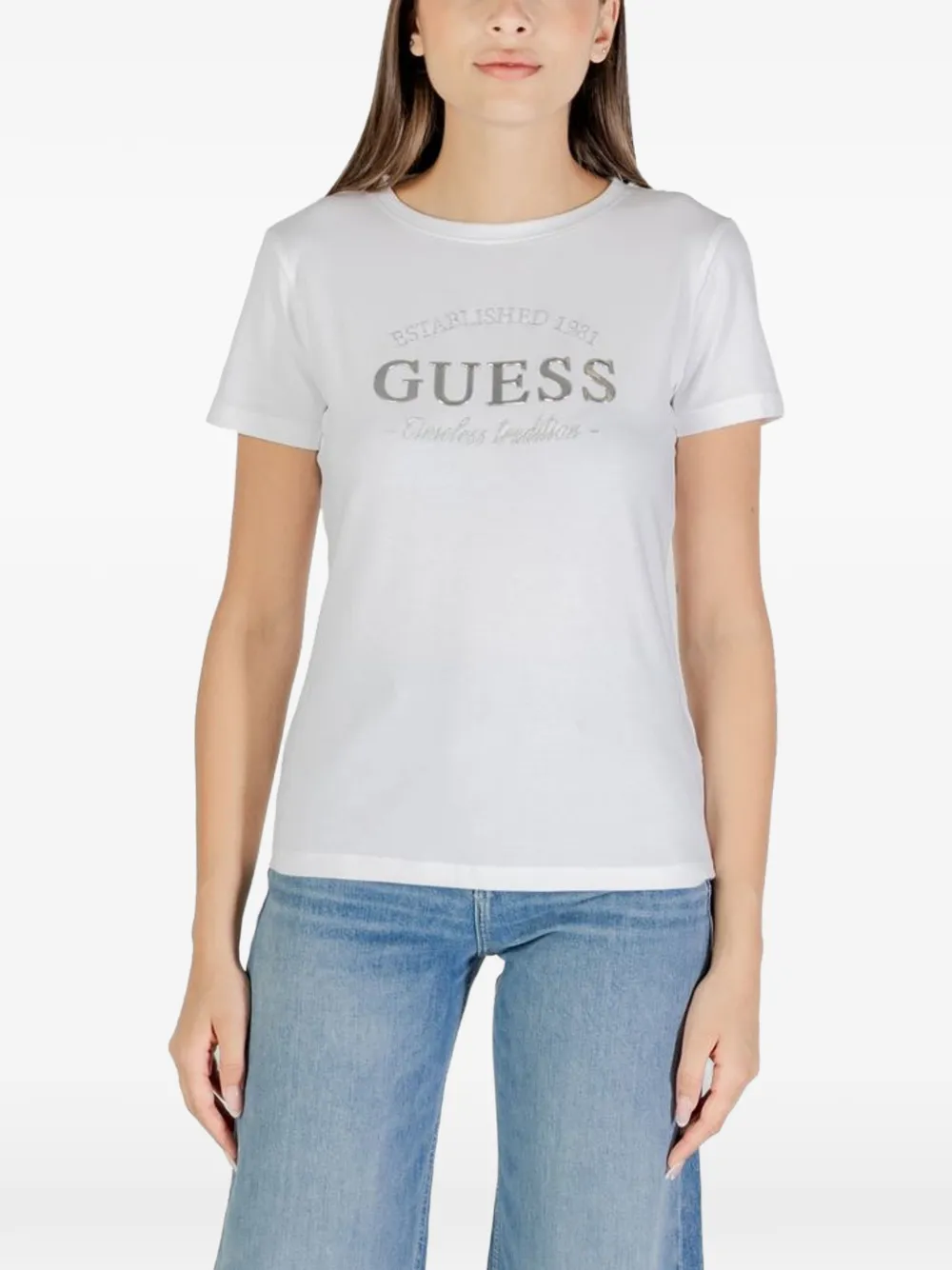 GUESS USA logo-appliqué T-shirt - Bianco