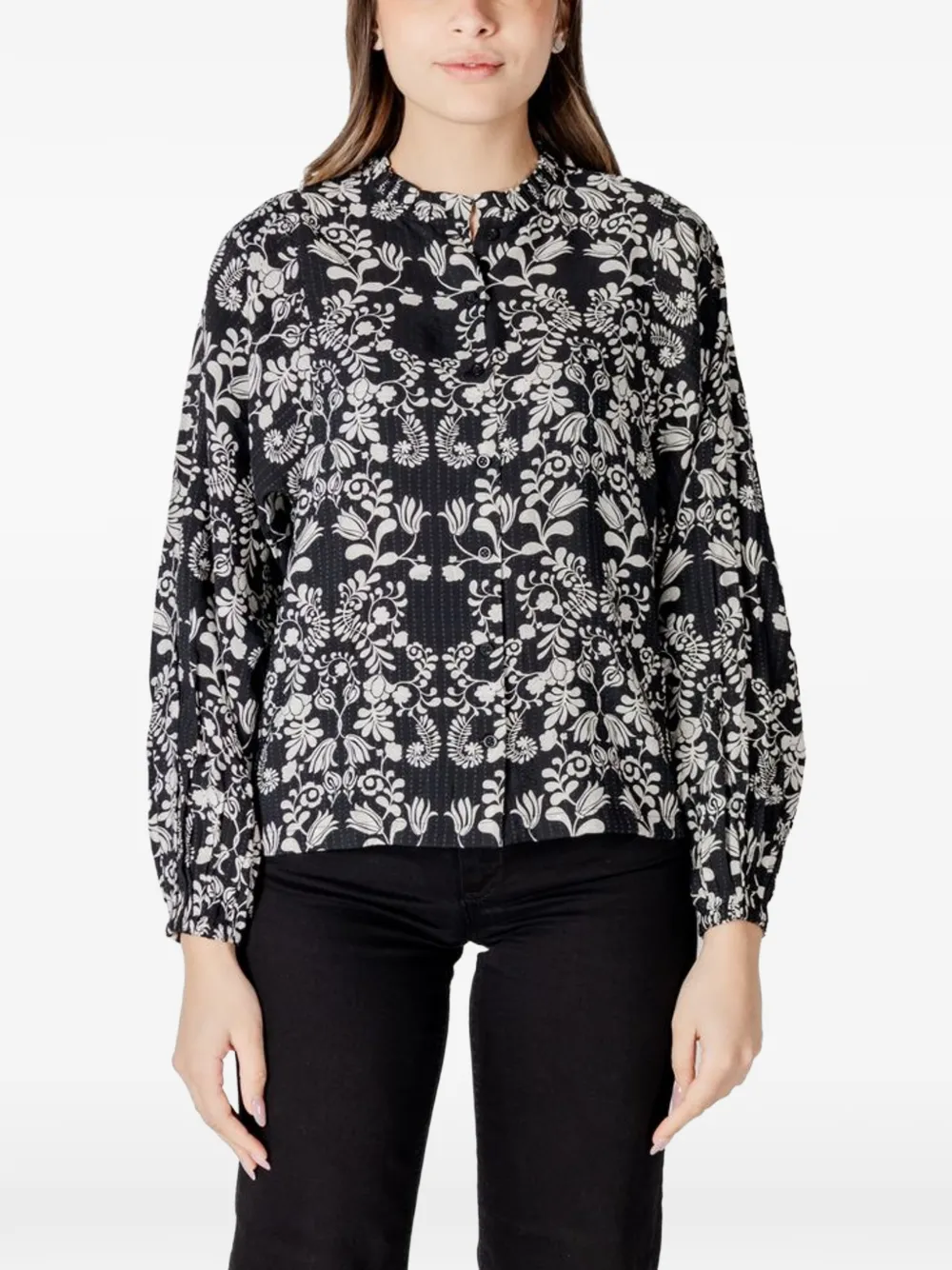 ICHI floral-print blouse - Nero