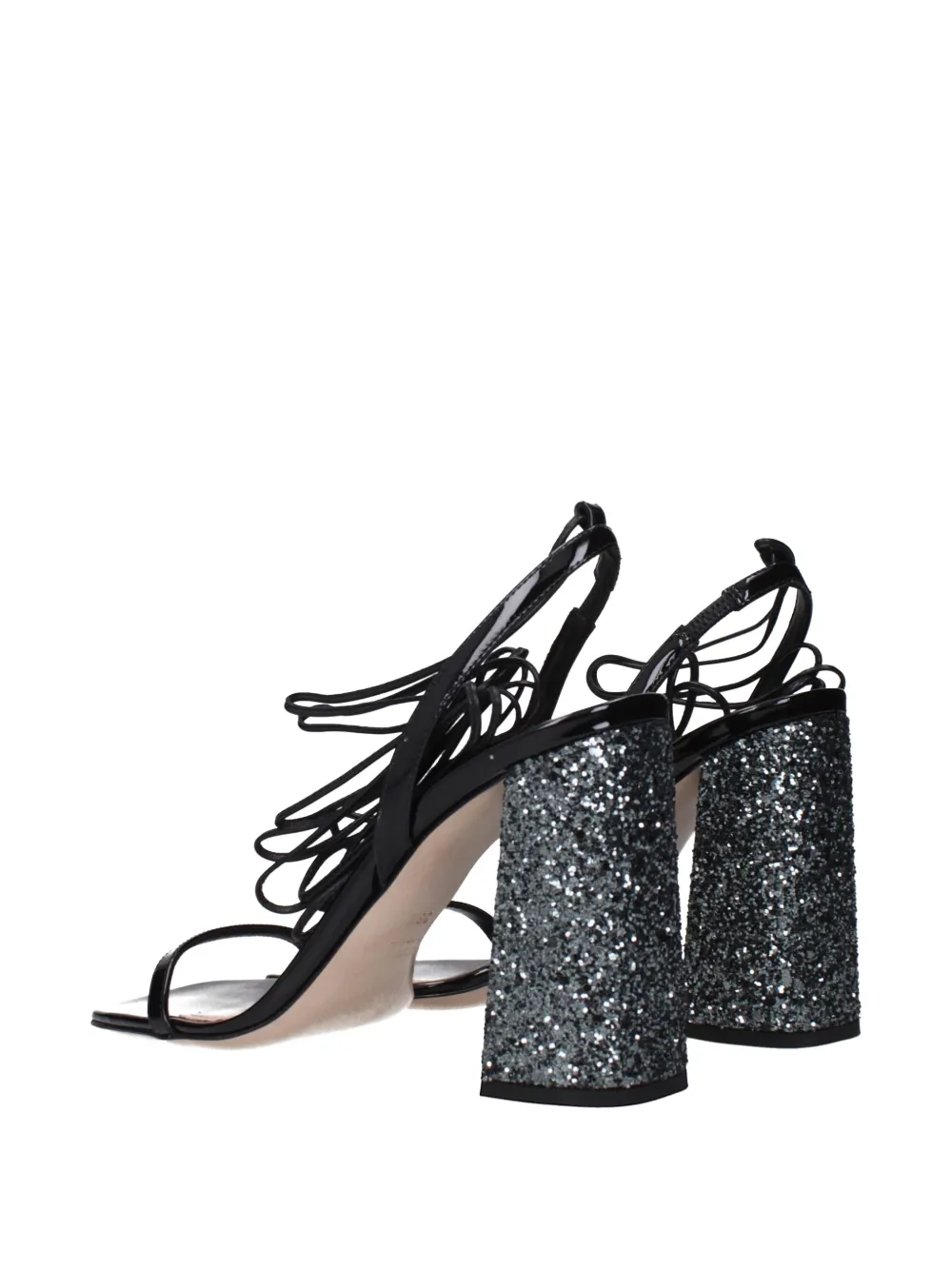 Miu glitter-heel lace-up sandals Zwart