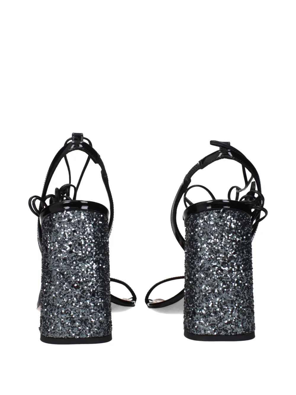 Miu glitter-heel lace-up sandals Zwart