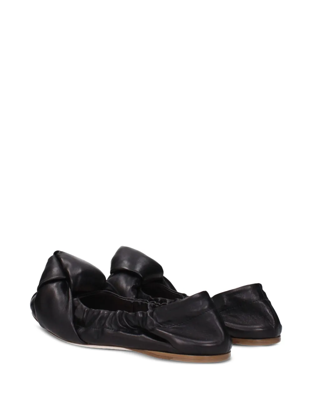 Miu gathered bow-detail ballet flats Zwart