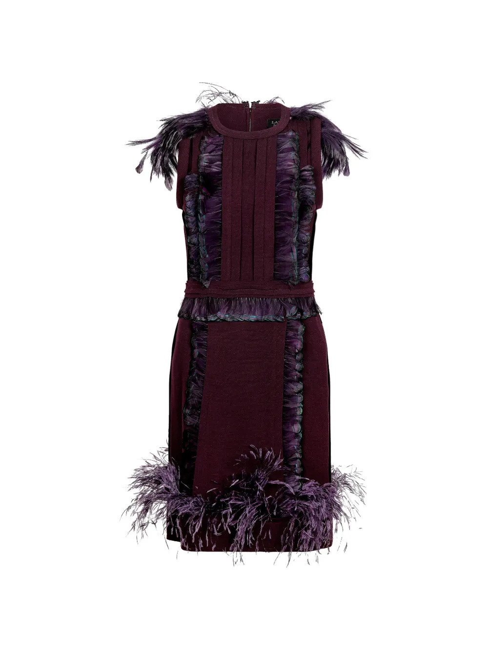 LANVIN Pre-Owned feather-trim sleeveless dress - Violett